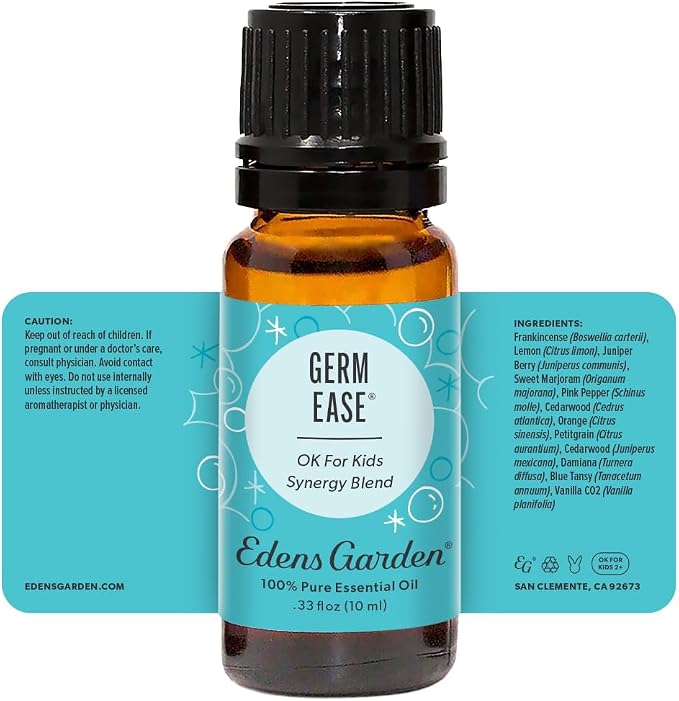 Edens Garden Germ Ease Essential Oil Blend- 100% Pure Premium Grade, Undiluted, Natural, Therapeutic, Aromatherapy, The Best for Diffusing, Kid Safe, Skin, Humidifiers 10 ml (.33 fl oz)
