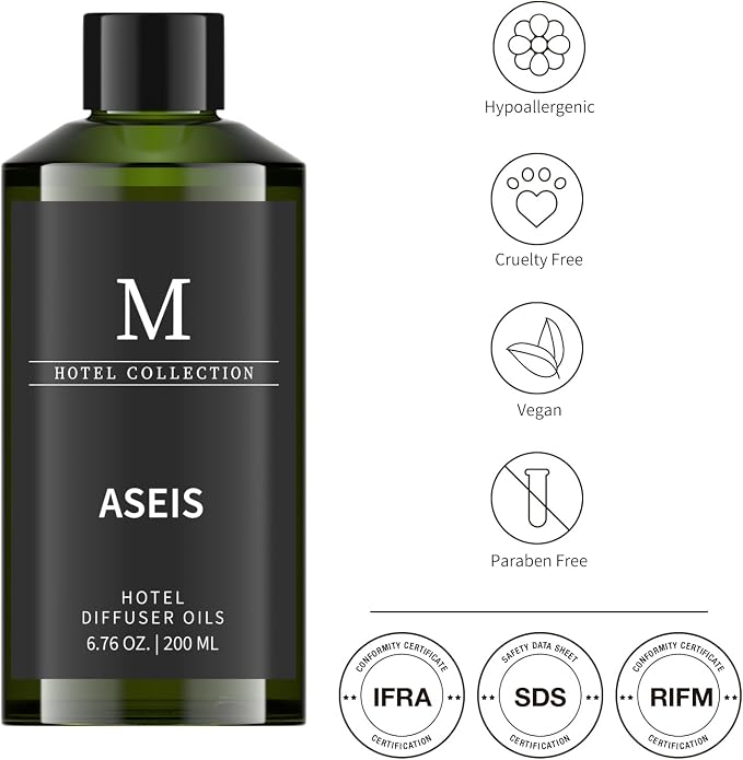 Hotel Collection Diffuser Oil- 6.76 Fl Oz/200ML-ASEIS,Luxury Essential Oils for Diffuser Refill & Machines,Bigger Bottle, Bolder Aroma, Longer Lasting