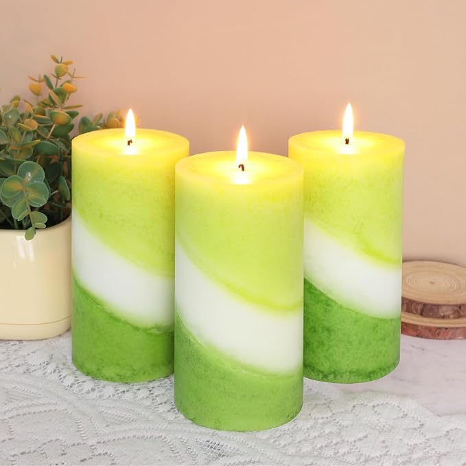 Crystal Club Eucalyptus Mint Scented Pillar Candles, 3x6 Inch Green Pillar Candle, 70+ Hours Long Burning Time, 100% Cotton Wick Smokeless & Dripless Wax, Aromatherapy Candle for Relaxation Home Decor