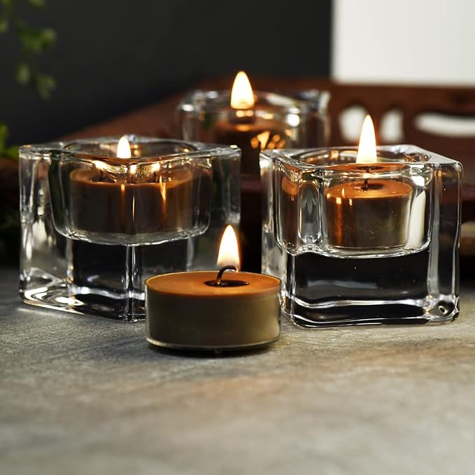 DEYBBY Scented Tealight Candles, Long Lasting Soywax Tea Candle Used for All of Holders|Clear Cup|24 Counts|Up to 4 Hour Burn Time|Coffee