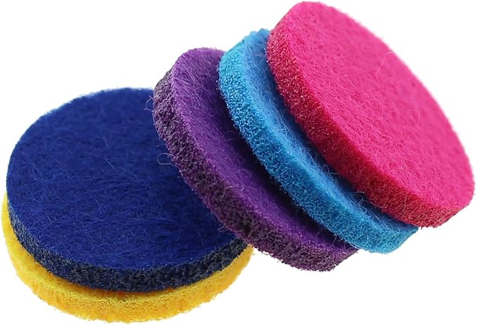 RLECS 100PCS 22.5mm Circular Cotton Pad Polyester Felt Fabric Essential Oil Diffuser Replacement Gasket Compatible with 30mm Bracelet Car Air Freshener Clip