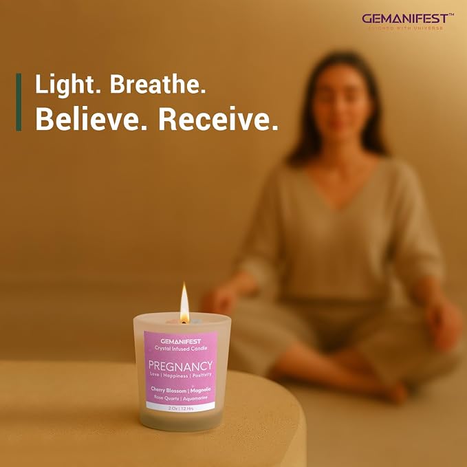 Pregnancy Gifts for Expecting Mom Manifestation Candle for Pregnant Women, Relaxing Candles Stress Relief Pregnancy, Valentine's Gift for Her/Him, Women's Wellness