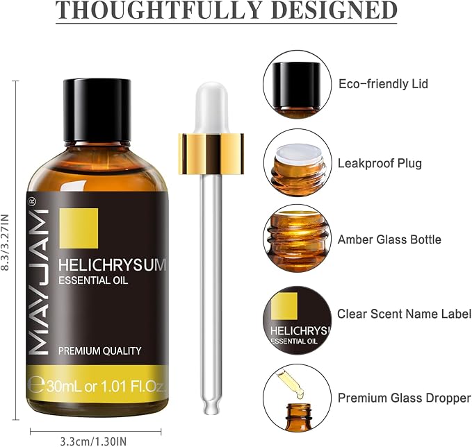 MAYJAM Helichrysum Essential Oil 30ML - 1.01FL.OZ Pure Helichrysum Oil for Soap Candle Making - Essential Oils for Diffusers for Home