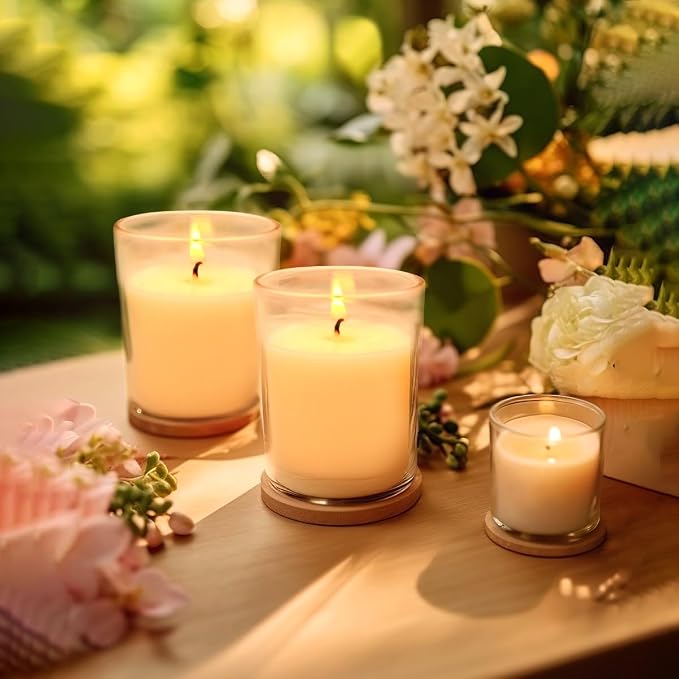 Set of 20 White Votive Candles Clear Glass Filled Unscented Soy Wax Candle for Home Spa Weddings Birthday Holidays Party and DIY