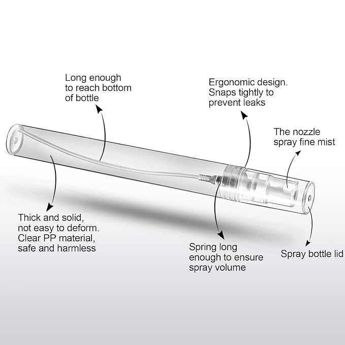 Teenitor Mini Spray Bottle 20PCS, 10ml Perfume Bottle Empty Perfume Atomizer, Plastic Perfume Travel Refillable Sample Bottle, Fine Mist Spray Bottles
