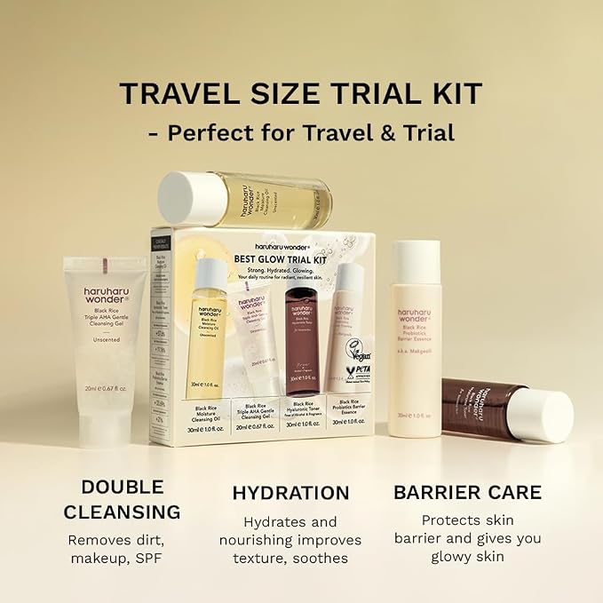 haruharu Wonder Best Glow Trial Kit, Strong, Hydrated, Glowing, Daily Routine, Mini Size, Double Cleansing, Toner, Barrier Essence