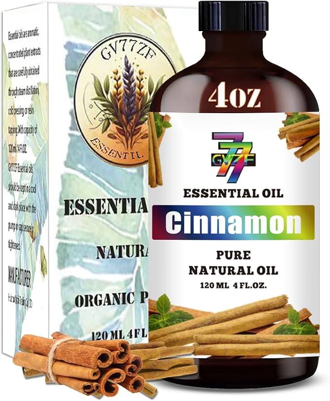 Cinnamon Essential Oil, Cinnamon Oils, for Diffuser, DIY Candles, Soap, Humidifier, Fall Home, Kitchen, Gift, Essential Oil, GV77ZF Cinnamon Fragrance Oil - 4 fl oz (120 ml)