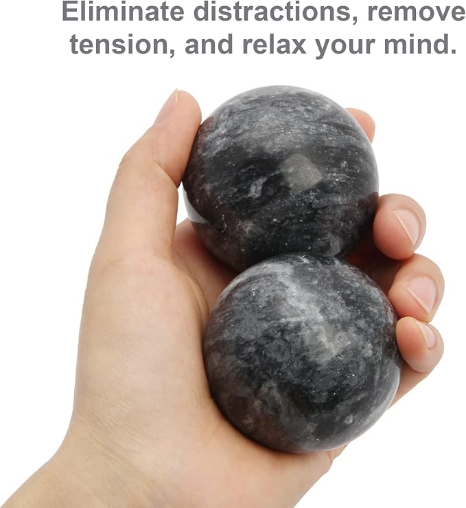 Coolrunner 2'' Marble Dark Grey Baoding Balls Chinese Health Stress Relieve Hand Exercise Hand Massage Hand Balls