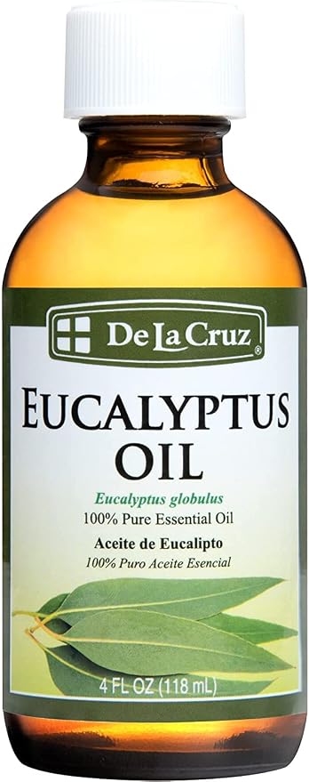 De La Cruz Eucalyptus Essential Oil, 100% Pure Steam Distilled Eucalyptus Globulus, Eucalyptus Oil, Eucalyptus Essential Oil for Diffuser, 4 FL OZ, Aromatherapy, Tree Oil,Long Lasting Scent