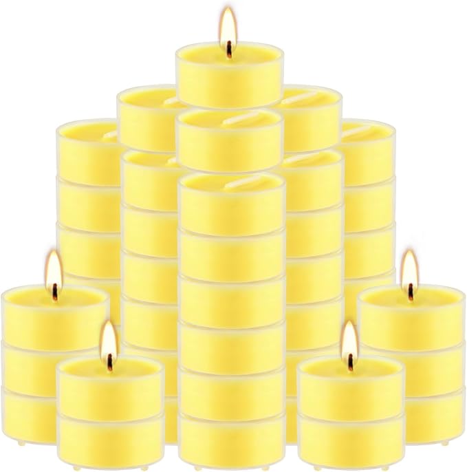 3.5-Hour 50Pack Citronella Tealight Candles, Outdoor and Indoor Summer Scented Candle,Natural Soy Wax Candle for Home Patio Garden Yard Balcony,BBQ Birthday Emergency