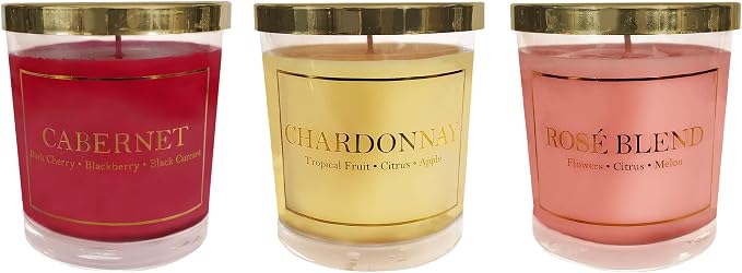 LumaBase Scented Wax Candles, Wine Collection - Set of 3