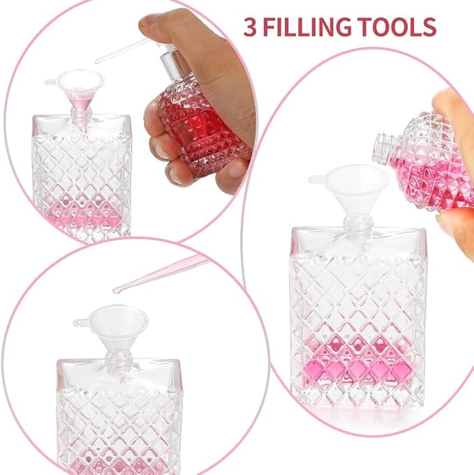 Jinshining 100ml 3.4Oz Clear Glass Spray Bottles Empty Square Perfume Fine Mist Atomizer Refillable Essential Oil Container for Travel Spray Bottles Refillable Containers,Fine Mist Atomizers