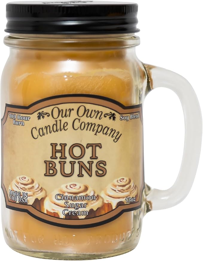 Our Own Candle Company, Hot Buns Scented Mason Jar Candle, 100 Hour Burn Time, Made in The USA - 13 Ounces