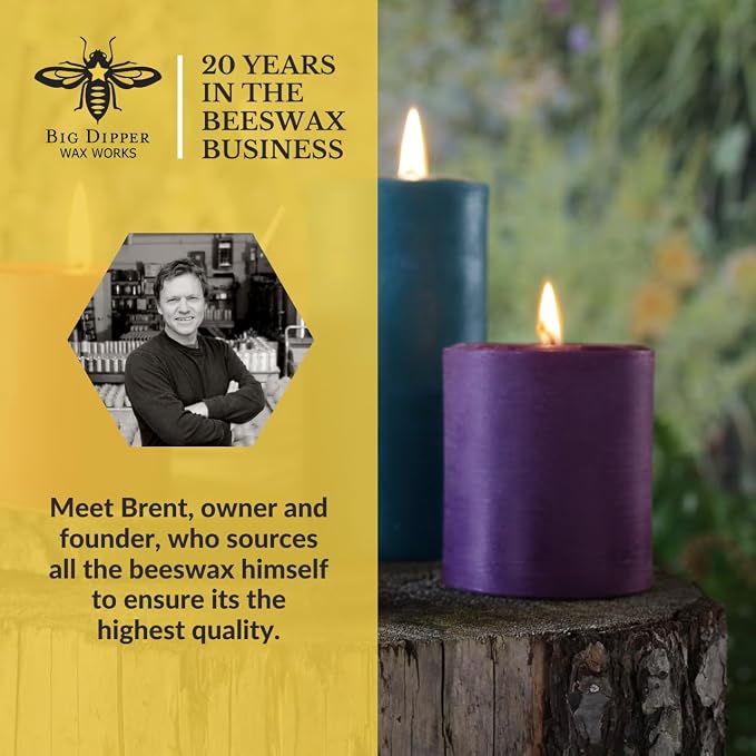 Big Dipper Wax Works Harmony Aromatherapy Candle, Pure Lavender, Pillar Candle for Relaxation & Stress Relief, Calming Floral Scent, 60-Hour Burn, Natural Beeswax & Essential Oils, 3” x 3.5”