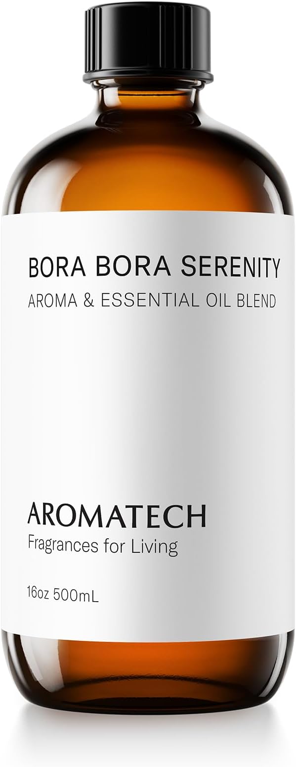AromaTech Bora Bora Serenity Aroma Essential Oil Blend: Luxury Hotel Inspired Aromatherapy with Tropical Fruit, Frangipani & Coconut for Ultrasonic Diffusers & Nebulizers (500 mL)