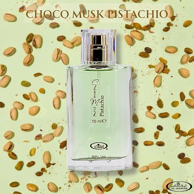 Al-Rehab Choco Musk Marshmallow & Pistachio Eau de Parfum Sprays 50ml (1.65 oz) | Gourmand Perfume with Chocolate & Vanilla | Long-Lasting Sweet Fragrances (Bundle)