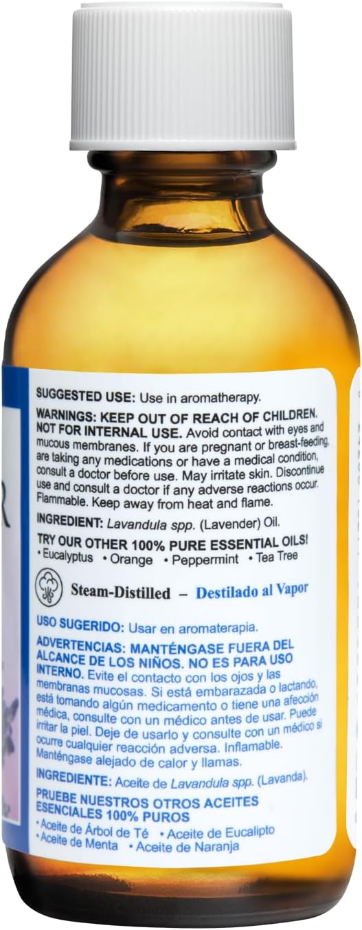 De La Cruz Lavender Essential Oil Steam-Distilled - 100% Pure Lavender Oil for Aromatherapy 2 Fl Oz (Pack of 1)