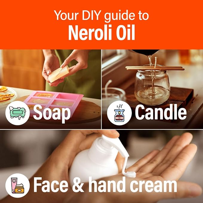 H'ana Neroli Oil - 1.02 Fl Oz Neroli Essential Oil for Hair, Skin, Diffuser, Aromatherapy & DIY