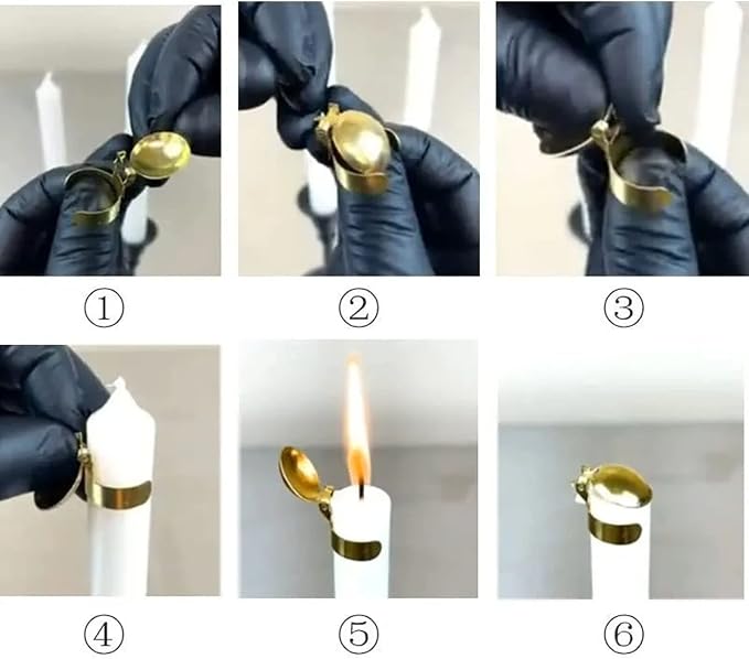 Horoper Candle Snuffer, 4 Pcs Automatic Candle Wick Snuffer Stopper, Candle Extinguisher , Candle Snuffer Clip On Kit for Candle Lovers Gold and Silver(Gold)