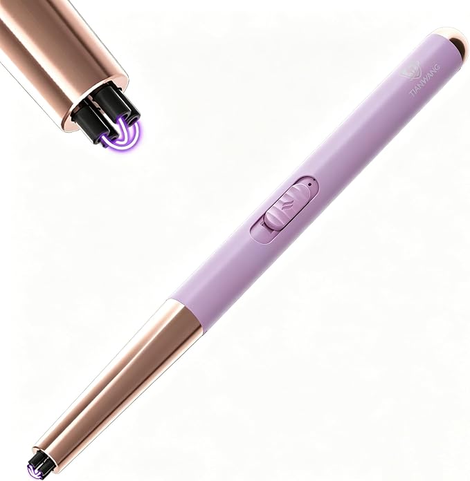 Electric Candle Lighter USB Rechargeable with Safety Lock & LED Display, Windproof Flameless Arc Lighter for BBQ, Camping, Kitchen, Gifts for Women Men(Light Purple)