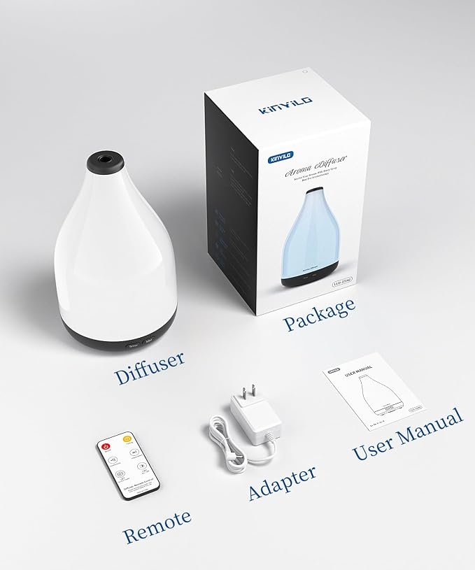 Modern Oil Diffuser for Essential Oils, Large Capacity 300ml Aroma Diffusers for Home Office Living Room, Ultrasonic Cool Mist 12H Fragrance, Meditation, Yoga, 1-3-6 Hours Timer Off, Black