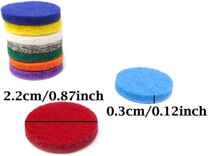 Honbay 100PCS Replacement Felt Pads 22mm Essential Oil Refill Pads for 30mm Locket Necklace Bracelet or Car(0.87inch, 10color) (22mm)