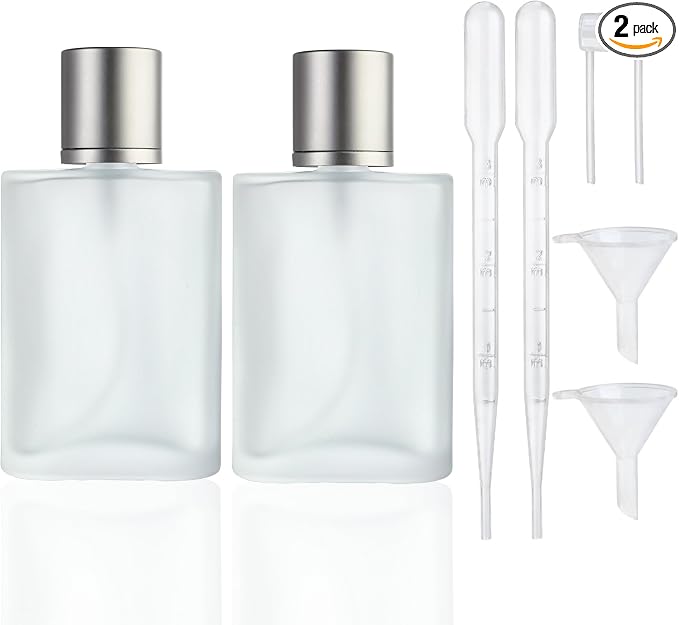 YU FENG Glass Perfume Bottles Empty Refillable Atomizer 2 Pack 100ml/3.4oz（Cylinder）
