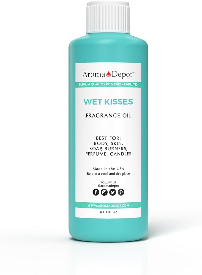 Aroma Depot Wet Kisses 8 oz Fragrance Oil I Perfume I Skin Oil I Scented Oil. DIY Projects Such as Candles, Bath Bombs, Body Butters, Creams & Lotions. Few Drops in The Diffuser, Burners, or Warmers.