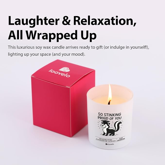 So Stinking Proud of You Graduation Gifts for Him Her College Masteral High School Students PhD Congratulations Gifts Scented Candle Home Office Jar Candles Sage Lavender Scent Soy Wax 9.5 oz