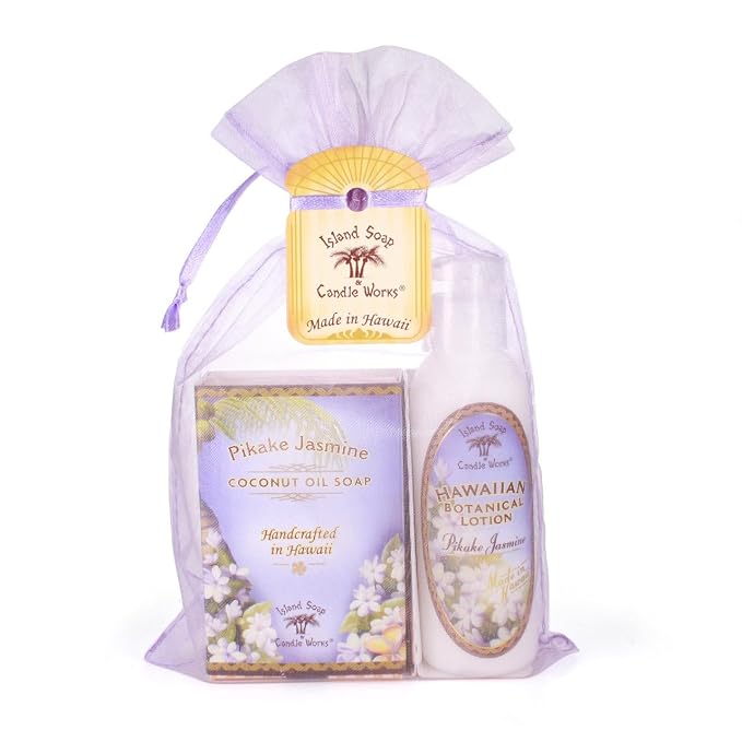 Island Soap & Candle Works,Soap and Lotion Organza Set, Pikake