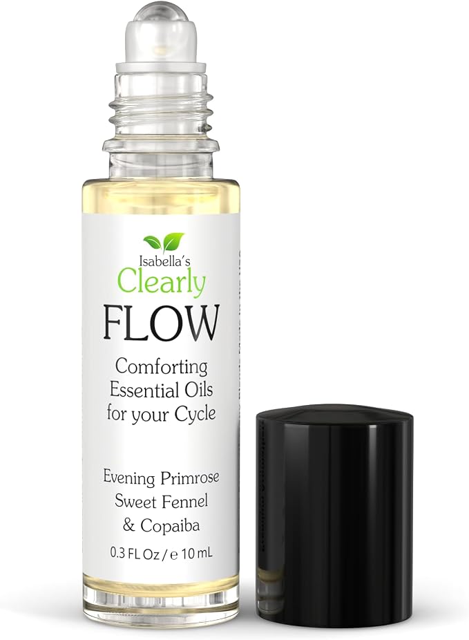Flow Essential Oil Roll On for Women | Natural Aromatherapy Rollerball for PMS Support, Balance, Mood, and Comfort with Evening Primrose, Clary Sage, Copaiba, Fennel