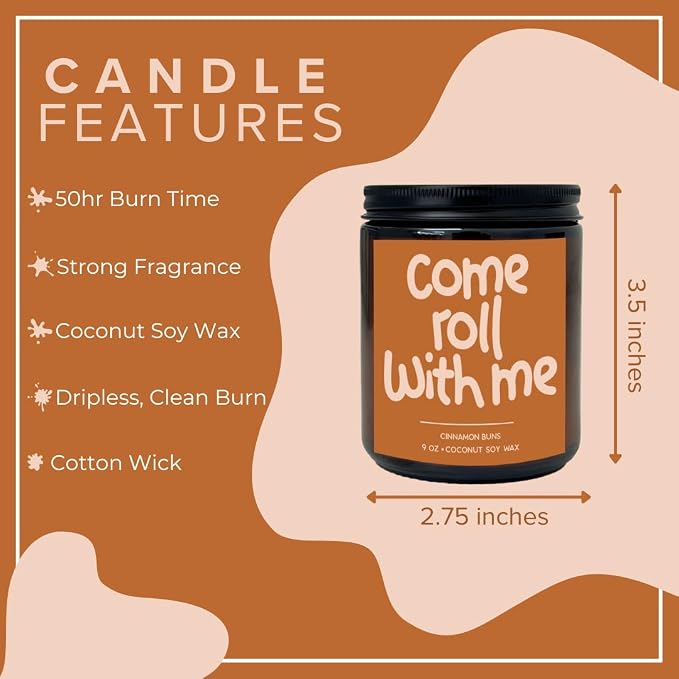 Simply Soson 9oz Cinnamon Buns Scented Candle, Fall Candles, Cinnamon Buns Scent, Aromatherapy Candles, Gifts for Women, Perfect Home Décor Gifts for Autumn, Holiday, Christmas, Winter