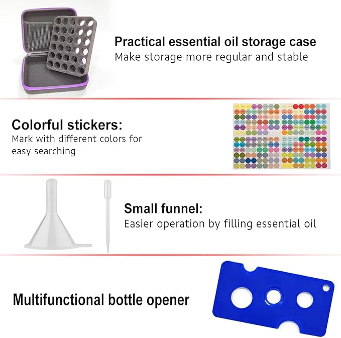30 Bottle EVA Essential Oils Organizer - Holds 5ml, 10ml, 15ml Bottles, Storage Holder Carrying Case, Traveling Bag with Foam Insert
