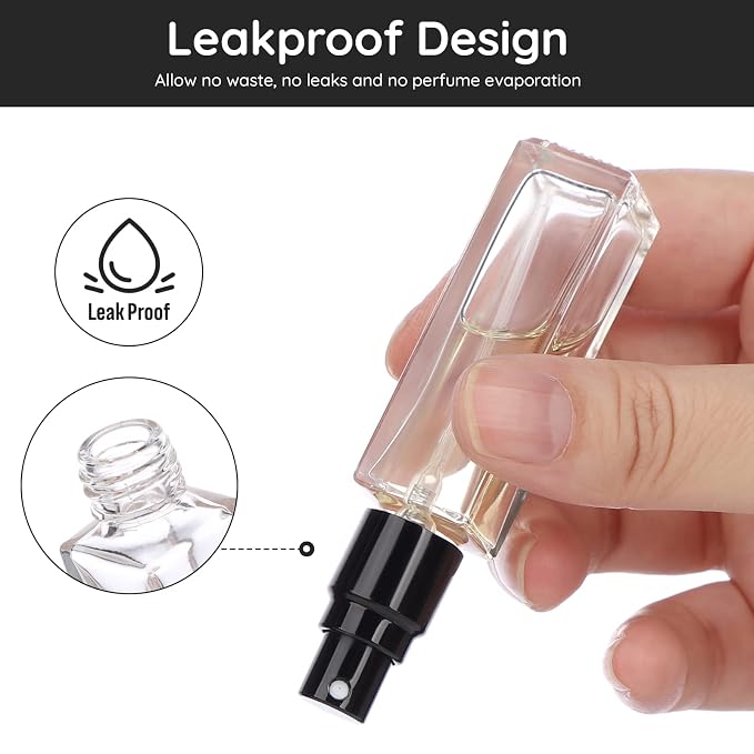 Segbeauty Mini Perfume Spray Bottles, 5 Set of 10ML Clear Glass Travel Perfume Atomizer Refillable, Empty Tiny Sprayer Fragrance Scent Sample Spray Containers Cosmetics Essential Oil Dispensing Bottle