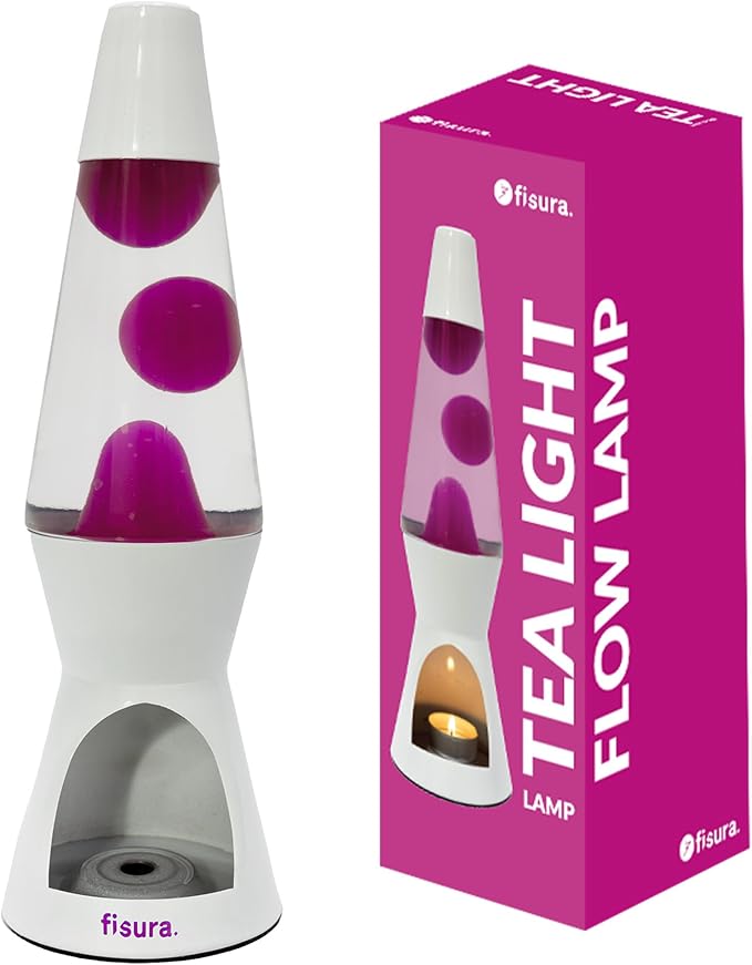 Fisura - Magma Lamp with Candle. Electricity-Free. Pink and White Design. Eco-Friendly Motion Lamp. Original Gift. Measurements: 11.42 inches x 3.35 inches (Candle not Included)