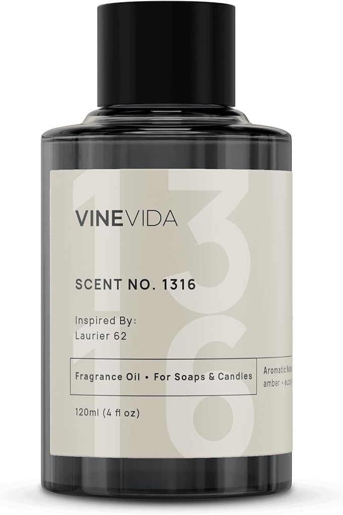 VINEVIDA Scent NO. 1316 Fragrance Oil - 120mL (4oz) - Inspired by: Laurier 62 Fragrance Oil for Candle Making - Made in USA Candle Scents Scents for Soap Making