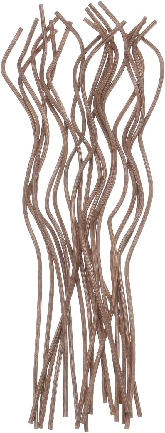 uxcell 20Pcs Wavy Rattan Reed Diffuser Sticks, 28cm/11 Natural Wooden Rattan Fragrance Diffuser Refill Sticks Replacement for Home, Bedroom, Hotel, Office, Bathroom Shelf Decor (Coffee)