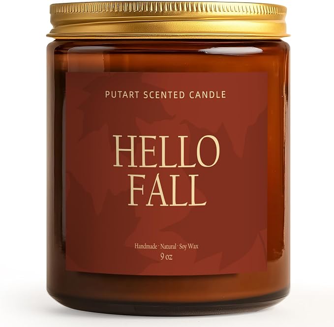 Pumpkin Spice Fall Candles for Home Scented, Natural Soy Wax Aromatherapy Non Toxic Pumpkin Candle with Long Lasting Burn, Halloween Autumn Candle Gifts for House Fragrance Decoration (9oz)