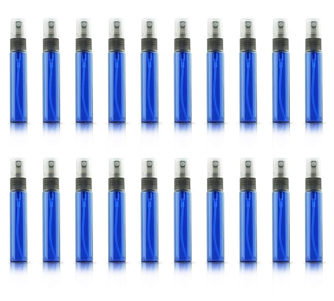 20 Pack Set 10ML Protable Refill Bulk Atomizer Spray Travel Perfume Bottle Hydrating Empty Bottle (Blue)