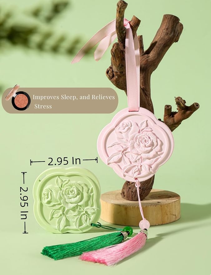Ceramic Essential Oil Diffusers，Air Freshener，3Pcs Rose Flower Ceramic Aromatherapy Diffusers for Bedroom, Wardrobes， Toilet， Cars Etc.Visual and Olfactory Double Enjoyment（Sandalwood+Rose+Tea）