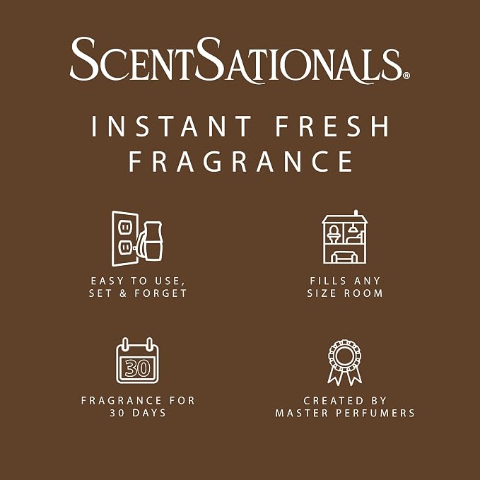 Scentsationals Plug in Air Freshener Starter Set – Swivel Plug Fragrance Oil Diffusers & 2 Long Lasting Scent Refills - Feelin' Cozy Scent