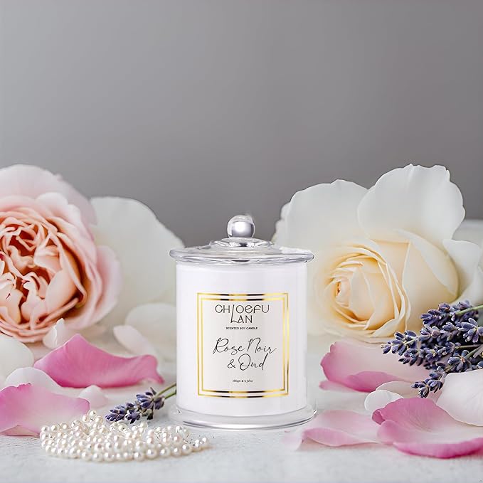 Rose Scented Candles, Oud Candle Gifts for Women, Long Lasting Burning Highly Scented Lovely Candles, Valentines Day Gifts for Her, Luxury Jar Candle for Mom, 70 Hours 10 oz