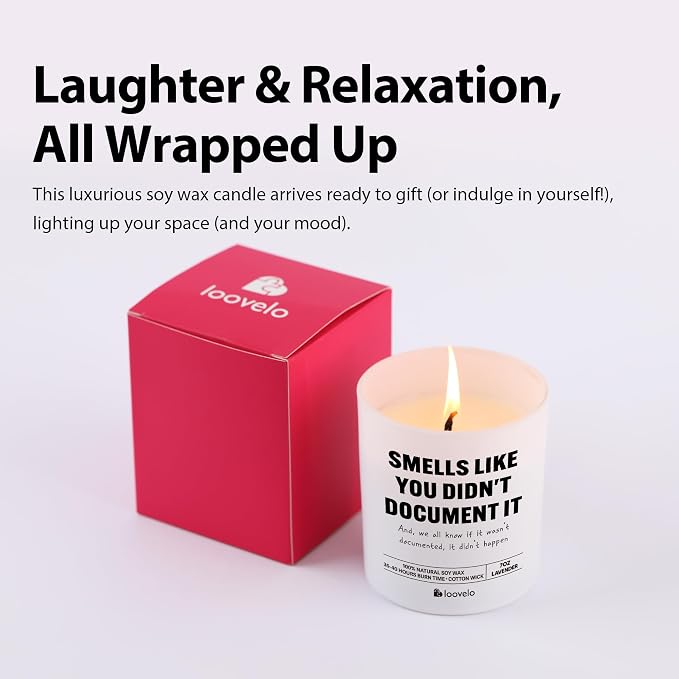 Smells Like You Didn’t Document It Funny Office Gifts for Boss Coworker HR Human Resource Scented Candle Home Office Jar Candle Soy Wax (7 oz, Lavender)