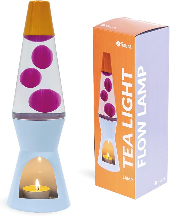 Fisura - Magma lamp with Candle for Adults Without Electricity. Candle lamp, Friendly with the Nature Lamps. Original Gift. 11.4 in x 3.3 in (Candles not Included) (Candle, Pink, Blue & Orange)