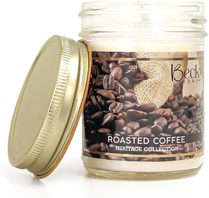 8oz Coffee Scented Candle, Fresh Roast Coffee, Espresso, Macchiato, Large Jar Candles Gift for Men and Women, Clear Glass