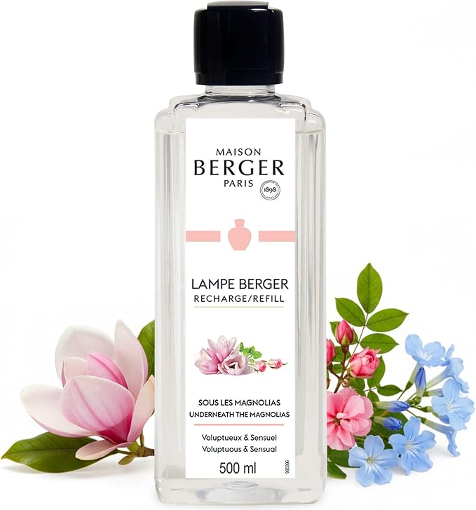 MAISON BERGER Lampe Berger Refill, 500 ml, Underneath The Magnolias | Catalytic Lamp Fragrance Refill, Helps Neutralize Odors, ~80 h Fragrance Diffusion, Made in France