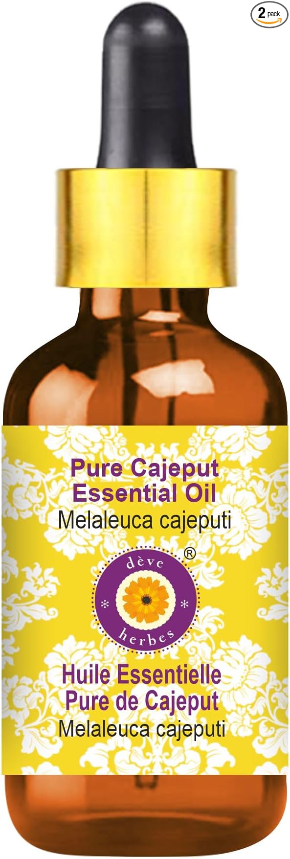 Deve Herbes Pure Cajeput Essential Oil (Melaleuca cajeputi) with Glass Dropper Steam Distilled 10ml (0.33 oz)