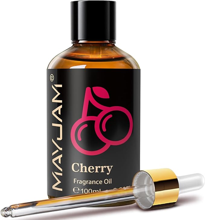MAYJAM 100ML/3.38FL.OZ Cherry Fragrance Oils with Glass Dropper, Essential Oils for Diffusers for Home, Long Lasting Scented Oils for Diffusers Soap Candle Making