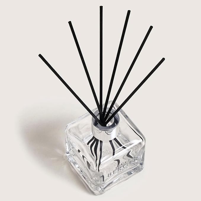 MAISON BERGER Reed Diffuser Bouquet, 100 ml, Lemon Flower | Clear Glass Bottle, 8 Reed Sticks, 100 ml Refill, Up to 6-Week Passive Diffusion, No Flame, Made in France