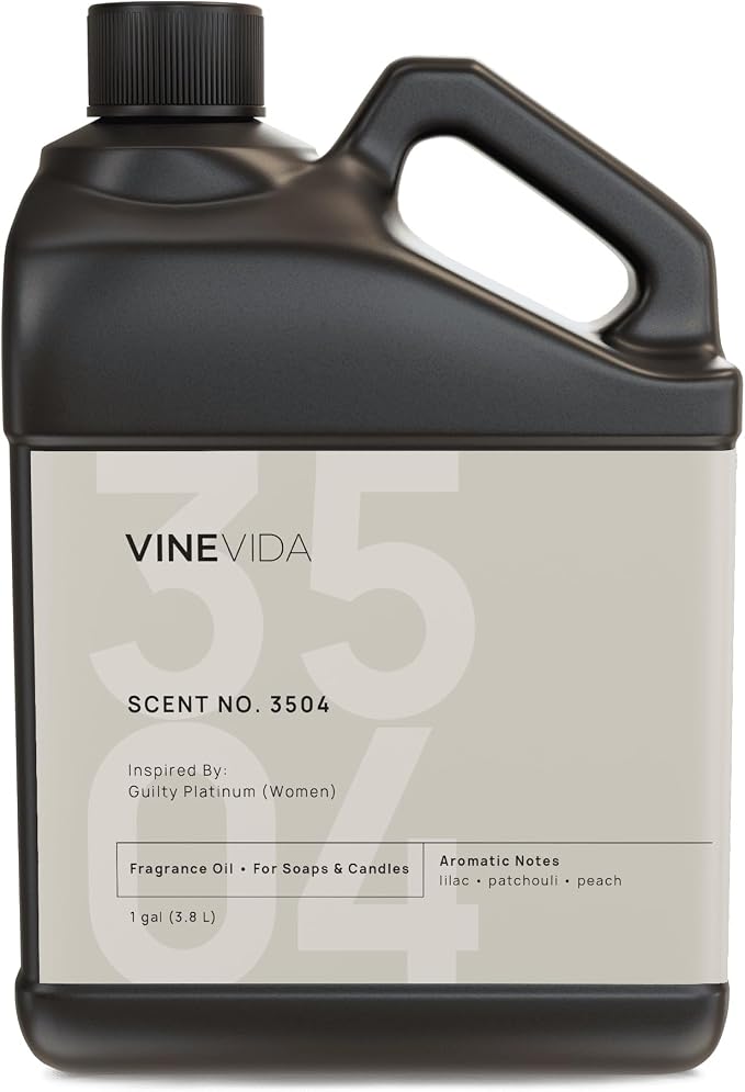 VINEVIDA Scent NO. 3504 Fragrance Oil - 1 Gallon (8lbs) - Inspired by: Guilty Platinum (Women) Fragrance Oil for Candle Making - Made in USA Candle Scents Scents for Soap Making